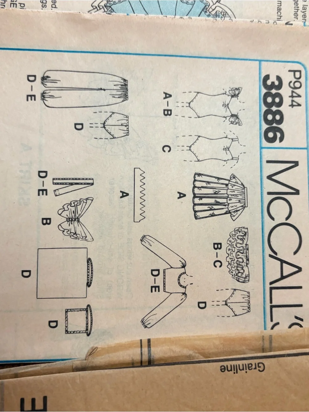 Vintage McCall's 3886 Girls Costume Pattern Uncut Factory Folded